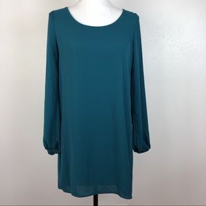Everly Turquoise Cutout Back Tunic Blouse Size S
